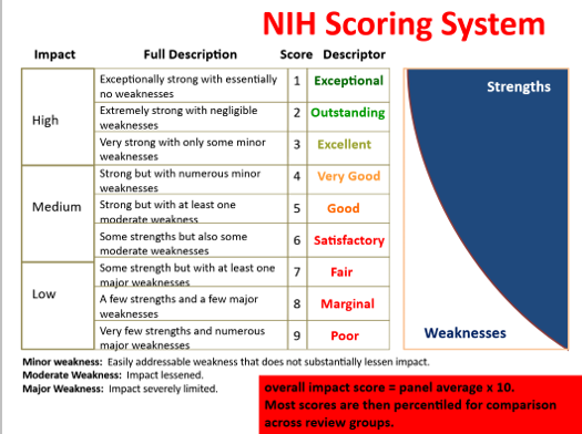 NIH scoring system chart