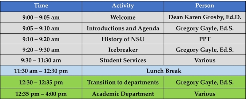 Fall 2021 graduate orientation schedule