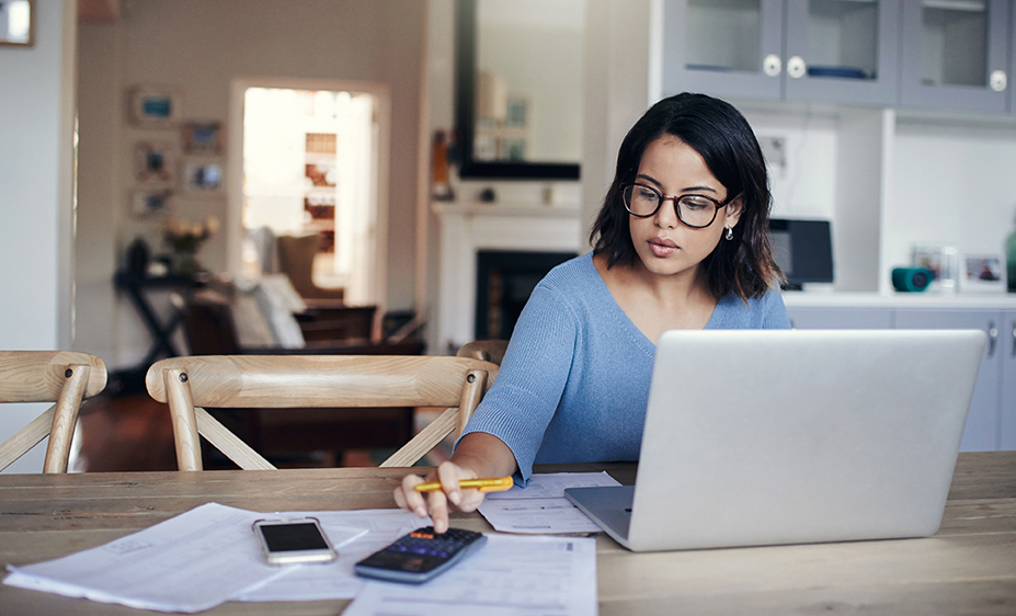 female student working on laptop