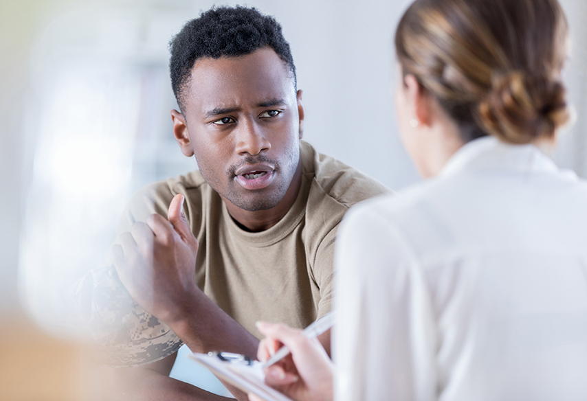 male psych patient with doctor