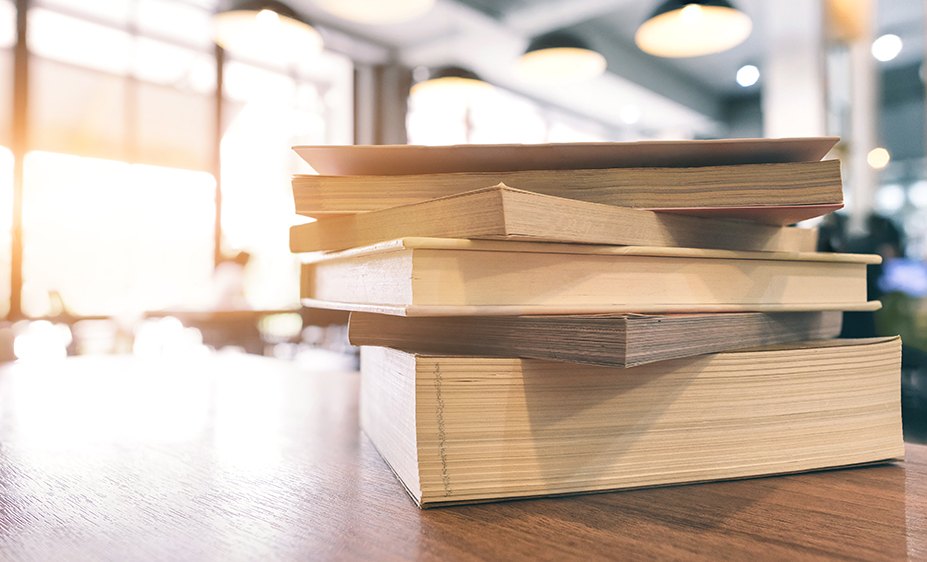 close up image of a stack of books