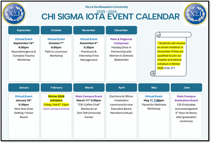 Chi Sigma Iota Calendar